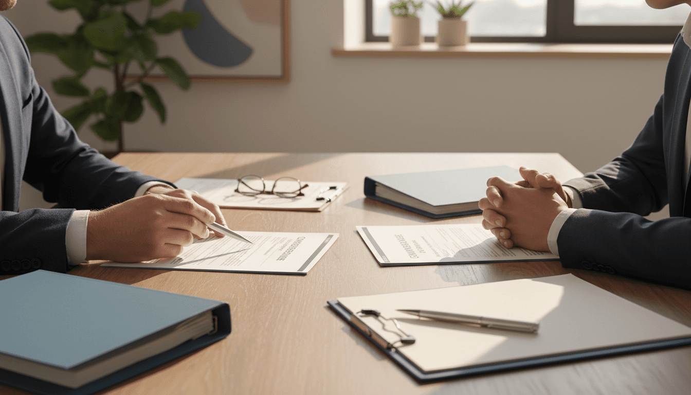 Insurance broker discussing coverage options with client