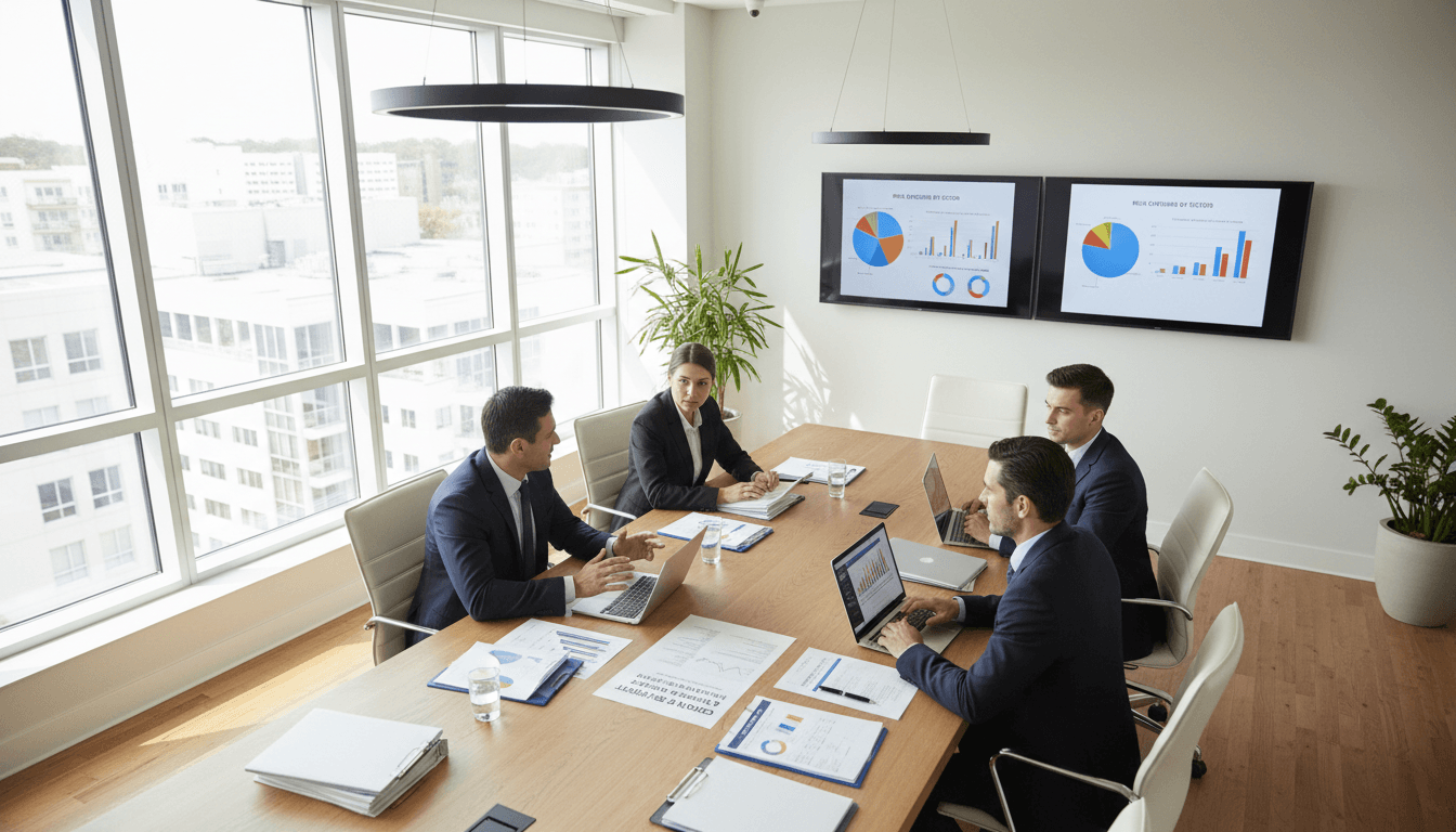 Business team reviewing insurance coverage together